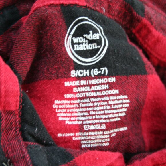 🍁 CHECKER OMBRE FLANNEL SHIRT RED BLACK BUTTON DOWN TOP PLAID WARM KID BOY 6 7 - Picture 4 of 15